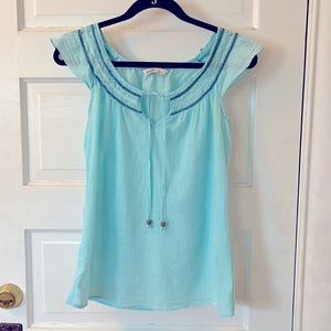 Turquoise Flutter sleeve tank top